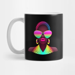 Retro African Woman Beautiful Pink Neon Black History Colorful Mug